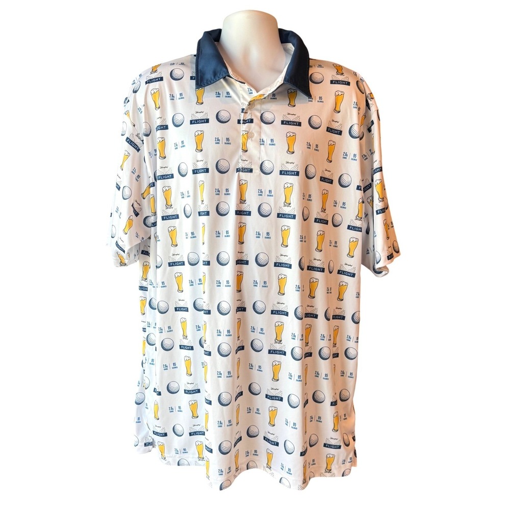 Eversole Run Golf Yuengling Beer Flight Print Polo Shirt Men's Size 3X